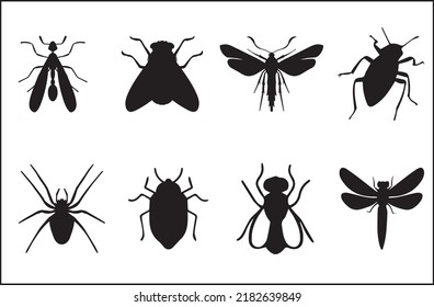 Insect silhouette. Insects are pancrustacean hexapod invertebrates of the class Insecta. They are the largest group within the arthropod phylum. insects silhouette