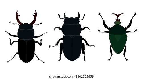 Insect silhouette, shield bug. Sketch of shield bug. Silhouette shield bug isolated on white background. Insect Animal Icon Flat Isolated Black Silhouette Bug. Vector illustration