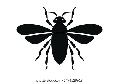 Insect Silhouette Vector black Clipart isolated on a white background