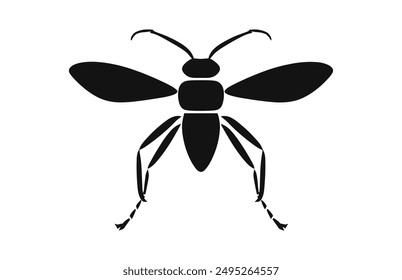 Insect Silhouette Vector black Clipart isolated on a white background