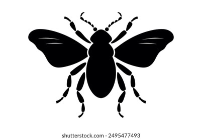 Insect Silhouette Vector black Clipart isolated on a white background