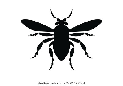 Insect Silhouette Vector black Clipart isolated on a white background