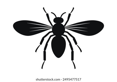 Insect Silhouette Vector black Clipart isolated on a white background