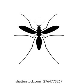 Insect Silhouette Vector, Mosquito Silhouette, Simple Mosquito Vector Illustration, Design Element Insect Mosquito Vector.