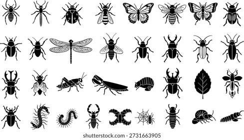 Insect silhouettes for design and educational use