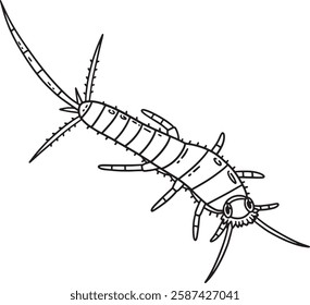 Insect Silverfish Animal Isolated Coloring Page 