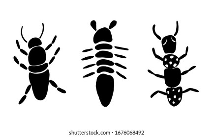 Insect simple icons set - vector collection of bugs symbols in thin line style
