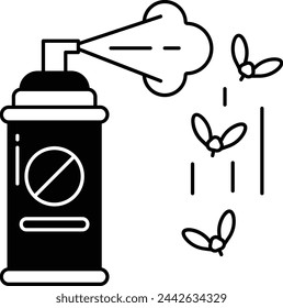 Insect spray glyph and line vector illustration