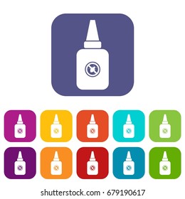 Insect spray icons set vector illustration in flat style In colors red, blue, green and other