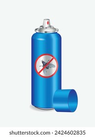Insect spray on a white background. Blue metal spray can vector illustration