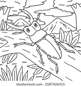 Insect Stag Beetle Animal Coloring Page for Kids 