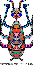 Insectos en técnica de vidrio manchado, ilustración vectorial