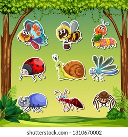 insect sticker pack set illustration