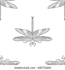 Insect texture. Dragonfly pattern. Fashion trendy fabric seamless.