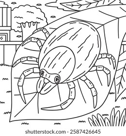 Insect Tick Animal Coloring Page for Kids 