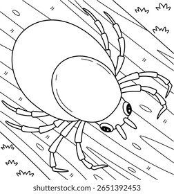 Página de coloração de animal de carrapato de inseto para crianças
