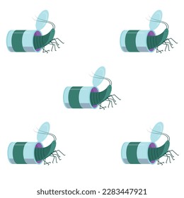 An insect in a tin can.The concept of pollution of nature. Ecological catastrophy. Vector illustration isolated on white background.