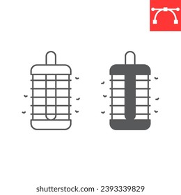 Insect trap line and glyph icon, pest control and kill mosquito, electric insect trap icon vector icon, vector graphics, editable stroke outline sign, eps 10.