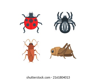 Insect Vector Emoji Set Illustrations. Insect Emoticons