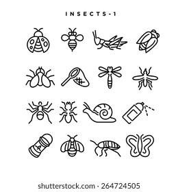 Insect vector icons. Elements for print, mobile and web applications.