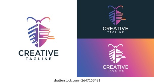 Insect vector logo with colorful technology concept
