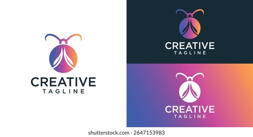 Insect vector logo with colorful technology concept