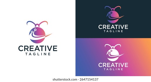 Insect vector logo with colorful technology concept