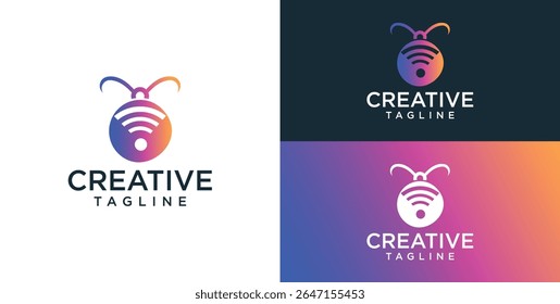 Logotipo del Vector del insecto con el concepto colorido de la tecnología