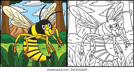 Inseto Vespa animal colorido ilustração de desenhos animados 