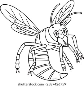 Insect Wasp Animal Isolated Coloring Page for Kids