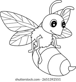 Página de coloração isolada de inseto Wasp animal para crianças