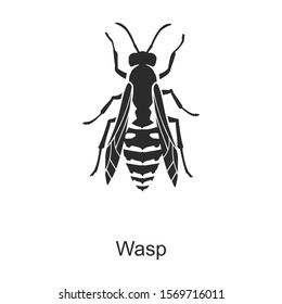 Insect wasp vector icon.Black vector icon isolated on white background insect wasp.