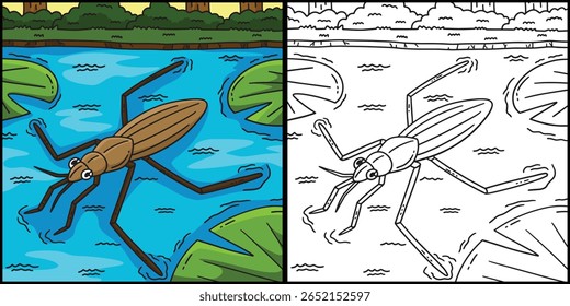 Deslizante de água de inseto animal ilustração colorida 