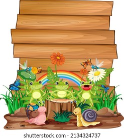 Insect with wooden frame board banner illustration