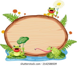 Insect with wooden frame board banner illustration
