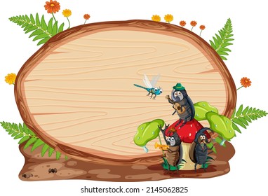 Insect with wooden frame board banner illustration