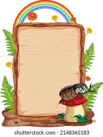 Insect with wooden frame board banner illustration