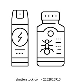 insecticida químico pulverizador líquido y vector de icono de línea de botella. rociador químico insecticida líquido y signo del frasco. símbolo de contorno aislado ilustración negra