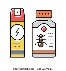 insecticide chemical liquid sprayer and bottle color icon vector. insecticide chemical liquid sprayer and bottle sign. isolated symbol illustration