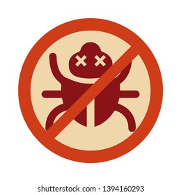 Insecticide Emblem. Vector Isolated Graphic Design Illustration. Insects, bugs, beetle. Protection, warning, protect, safe. Branding identity symbol, logo, logotype, icon, avatar for business. Flat.