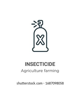 Icono de vector de contorno de insecticida. Icono de insecticida negro en línea delgada, simple vector plano ilustración de elemento de la agricultura editable y concepto de jardinería aislado golpe sobre fondo blanco