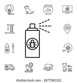 Insecticide, spray, pets flat vector icon in petshop pack