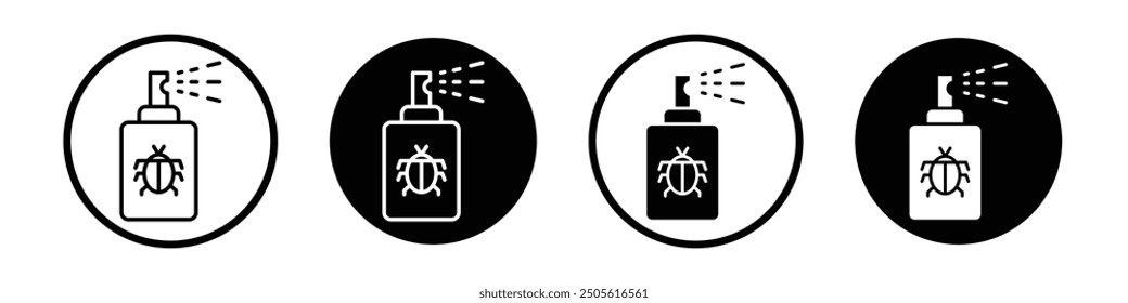 Insecticide vector icon set black filled and outlined style.