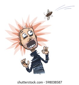 Insectophobia. Vector Illustration
