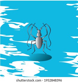 insects, ant, louse, flea. Gray. vector image with blue background