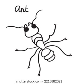 Insects. Ant. Vector outline icon. 