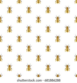 Insects bee pattern seamless repeat in cartoon style vector illustration