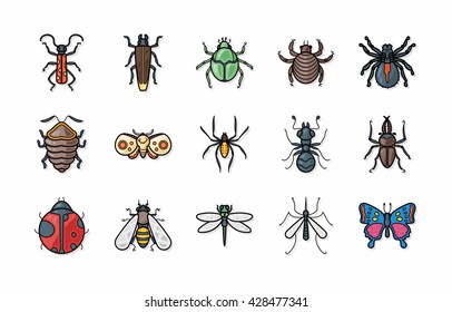 Insects and bugs icons set,eps10