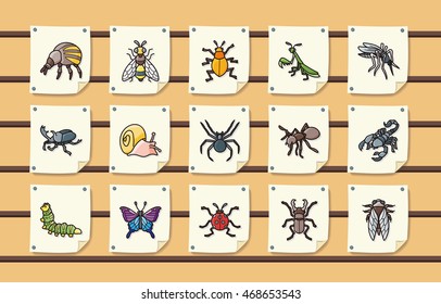Insects and bugs icons set,eps10