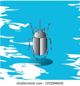 insects, chub beetle. Gray. vector image with blue background